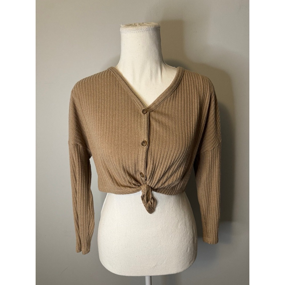 Shein‎ Tan/Brown Cropped Long Sleeve